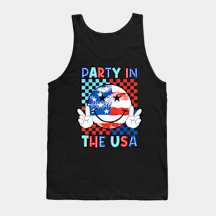 Party in the USA 4th of July Preppy Smile Men Women Tank Top